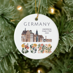 Cute Germany Floral City  Ceramic Tree Decoration
