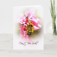 Cute Get Well Soon, Bumble Bee On Pink Flowers