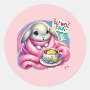 Cute get well soon bunny  classic round sticker