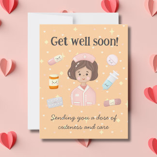Cute Get Well Soon Kawaii Medical Cartoon Card