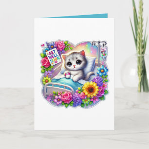 Cute get well soon kitten add message card