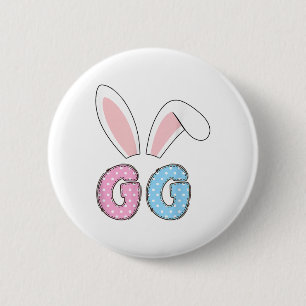 Cute Gg Happy Easter Bunny Matching Family Outfit 6 Cm Round Badge