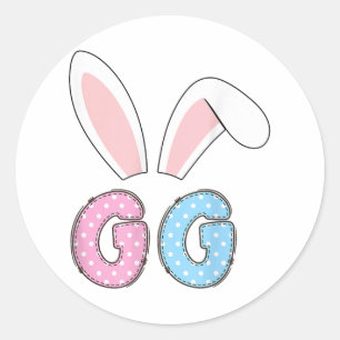Cute Gg Happy Easter Bunny Matching Family Outfit Classic Round Sticker