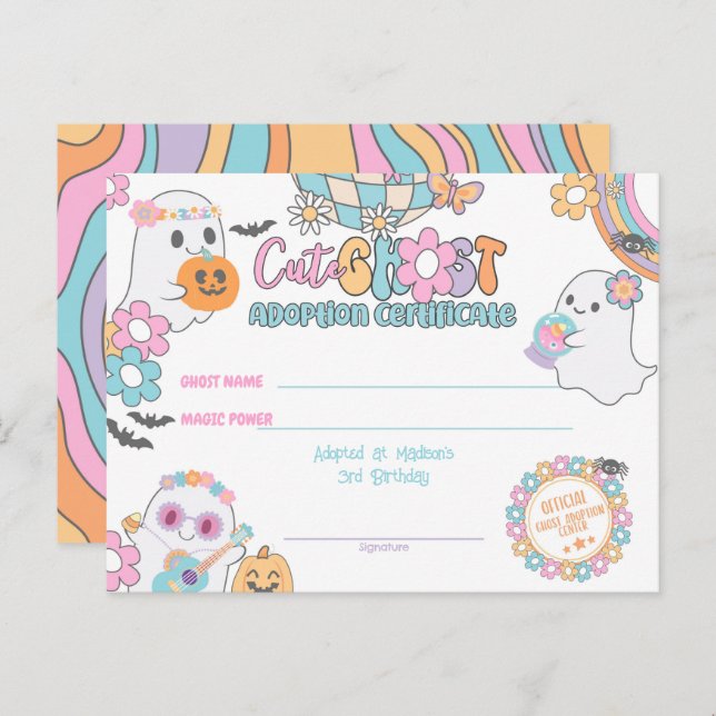 Cute Ghost Adoption Certificate Postcard (Front/Back)