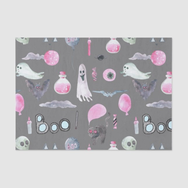 Cute ghost and bats  tissue paper (Front)