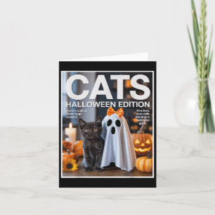 Cute Ghost And Black Cat Funny Halloween Zine Paro Card