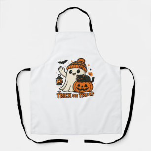 Cute Ghost and Black Cat Trick or Treat Classic T- Apron