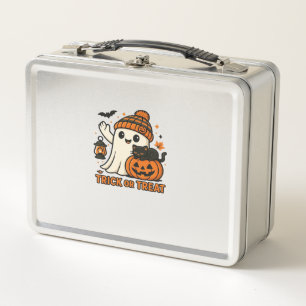 Cute Ghost and Black Cat Trick or Treat Classic T- Metal Lunch Box