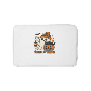 Cute Ghost and Black Cat Trick or Treat Oversized Bath Mat