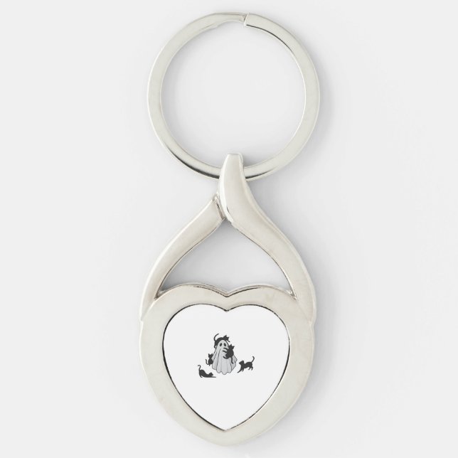 Cute Ghost and Black Cats Classic T-Shirt Key Ring (Front)