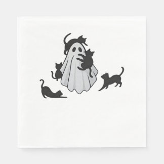 Cute Ghost and Black Cats Classic T-Shirt Napkin