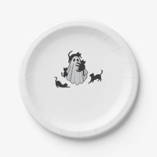 Cute Ghost and Black Cats Classic T-Shirt Paper Plate