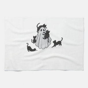 Cute Ghost and Black Cats Classic T-Shirt Tea Towel
