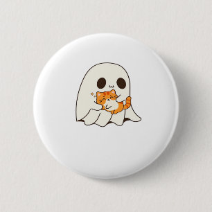 Cute ghost and cat, Gift Halloween Classic T-Shirt 6 Cm Round Badge