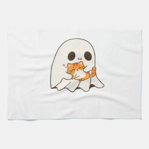 Cute ghost and cat, Gift Halloween Classic T-Shirt Tea Towel