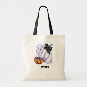 Cute Ghost and Cat Halloween  Tote Bag