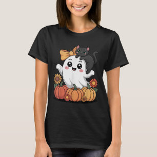 Cute Ghost And Cat Pumpkin Autumn Family Matching T-Shirt