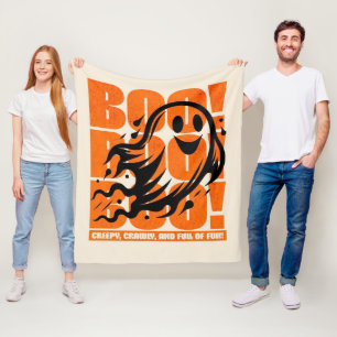 Cute Ghost and Cute Halloween Fleece Blanket