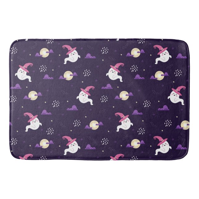 Cute Ghost and Moons Bath Mat (Front)