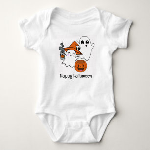 Cute Ghost and Pumpkin  Baby Bodysuit
