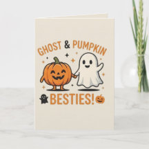 Cute Ghost and Pumpkin Besties - Spooky Friends
