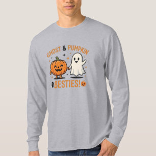 Cute Ghost and Pumpkin Besties - Spooky Friends T-Shirt