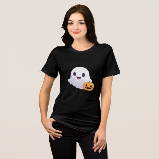 Cute Ghost and Pumpkin Halloween Tri-Blend Shirt