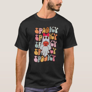 Cute Ghost Autumn Fall Spooky Retro Groovy Hallowe T-Shirt