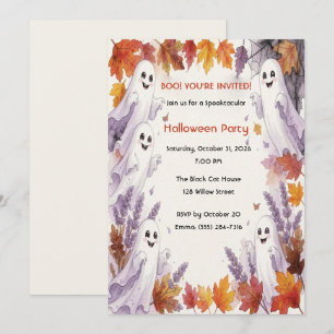Cute Ghost Autumn Halloween Invitation