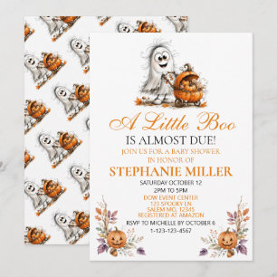 Cute Ghost Baby Shower Invitation A Little Boo I