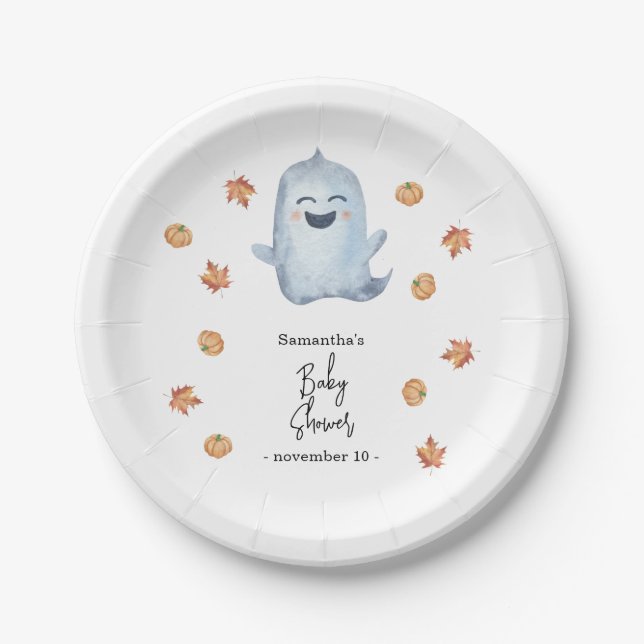 Cute ghost - baby shower paper plate (Front)
