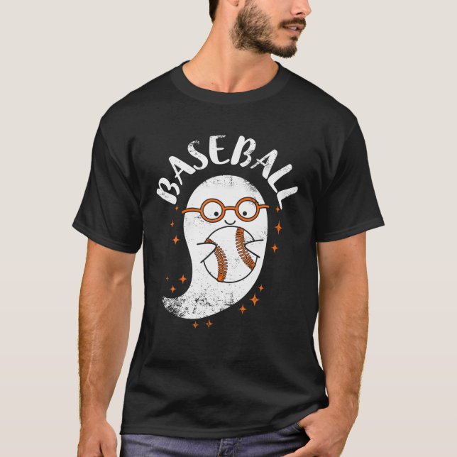 Cute Ghost Baseball Funny Baseball Halloween 2022 T-Shirt (Front)