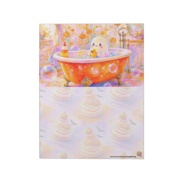 Cute Ghost Bathtub Notepad (Rotated)