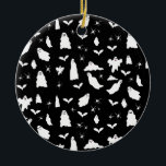 Cute Ghost, Bats & Spiders Halloween Pattern Ceramic Tree Decoration<br><div class="desc">A cute black and white ghost,  bats and spiders pattern. A perfect design for anyone who loves cute illustrations of ghosts,  bats,  spiders and Halloween themed art. An ideal ghost pattern design for Halloween parties,  October Birthday parties,  Halloween home décor and gifts.</div>