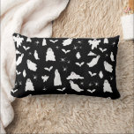 Cute Ghost, Bats & Spiders Halloween Pattern Lumbar Cushion<br><div class="desc">A cute black and white ghost,  bats and spiders pattern. A perfect design for anyone who loves cute illustrations of ghosts,  bats,  spiders and Halloween themed art. An ideal ghost pattern design for Halloween parties,  October Birthday parties,  Halloween home décor and gifts.</div>