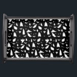 Cute Ghost, Bats & Spiders Halloween Pattern Serving Tray<br><div class="desc">A cute black and white ghost,  bats and spiders pattern. A perfect design for anyone who loves cute illustrations of ghosts,  bats,  spiders and Halloween themed art. An ideal ghost pattern design for Halloween parties,  October Birthday parties,  Halloween home décor and gifts.</div>