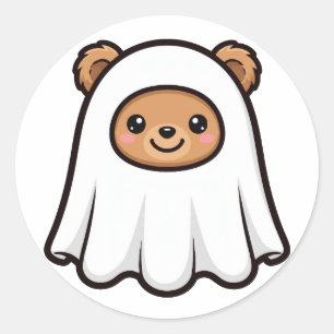 Cute Ghost Bear Halloween Classic Round Sticker