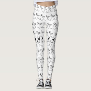 Cute Ghost Black Cat Halloween Leggings