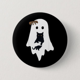 Cute Ghost Black Cat Leopard Bow Funny Spooky 6 Cm Round Badge