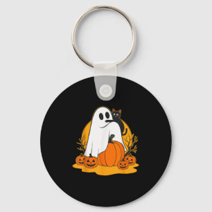Cute Ghost Black Cat Pumpkin Halloween Spooky Seas Key Ring