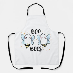 Cute Ghost Boo Bees - Funny Halloween on white Apron