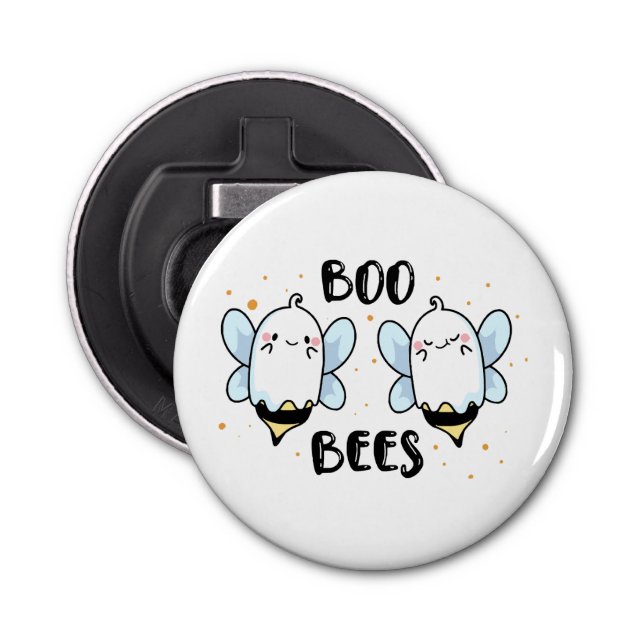 Cute Ghost Boo Bees - Funny Halloween on white Bottle Opener (Front)