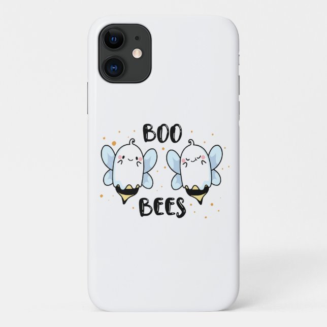 Cute Ghost Boo Bees - Funny Halloween on white Case-Mate iPhone Case (Back)