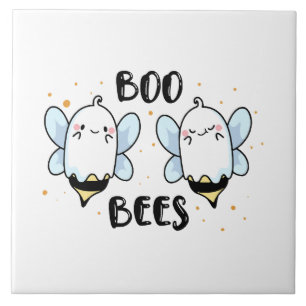 Cute Ghost Boo Bees - Funny Halloween on white Tile