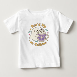 Cute Ghost Boo’d Up Coffee Design Baby T-Shirt