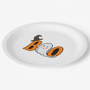 Cute Ghost "BOO" Halloween Paper Plates