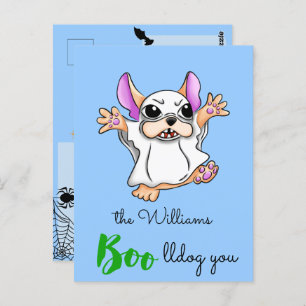 Cute ghost boo hugs Halloween Postcard