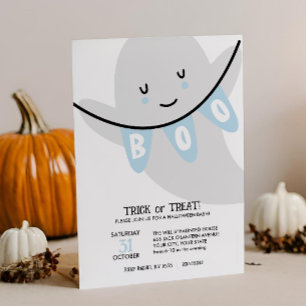 CUTE GHOST BOO TRICK OR TREATS KIDS HALLOWEEN INVITATION