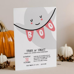 CUTE GHOST BOO TRICK OR TREATS KIDS HALLOWEEN INVITATION