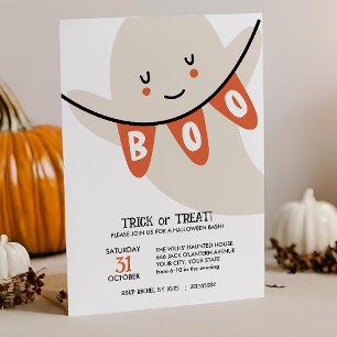 CUTE GHOST BOO TRICK OR TREATS KIDS HALLOWEEN INVITATION